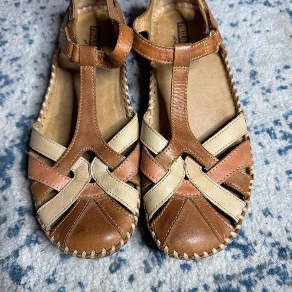 Pikolinos Sandals Womens 40 P. Vallarta T Straps Brown Leather Casual Brandy - Picture 6 of 8
